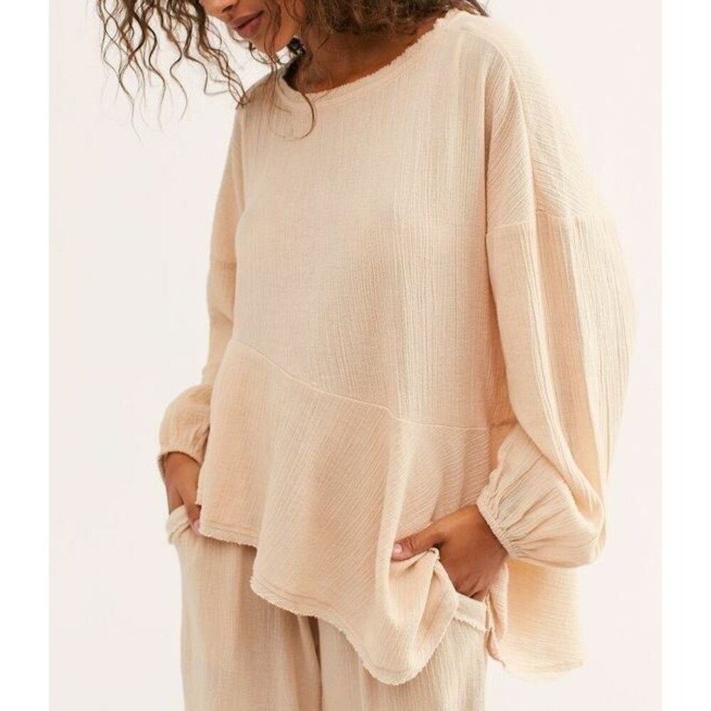 Free People Free-Est Aloha Autumn Tunic Top Asymmetrical Pullover Solid S 212689